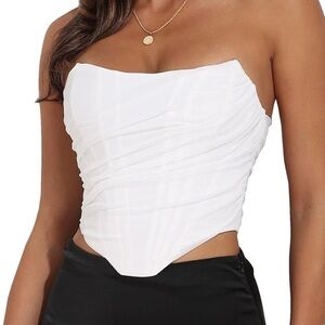 Elegant White Strapless Women's Top